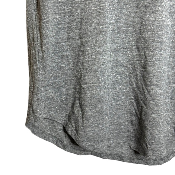 Chaser Ribbed Knit Scoop Neck Curved Hem Distressed Heather Short Sleeve Shirt M - Picture 5 of 16